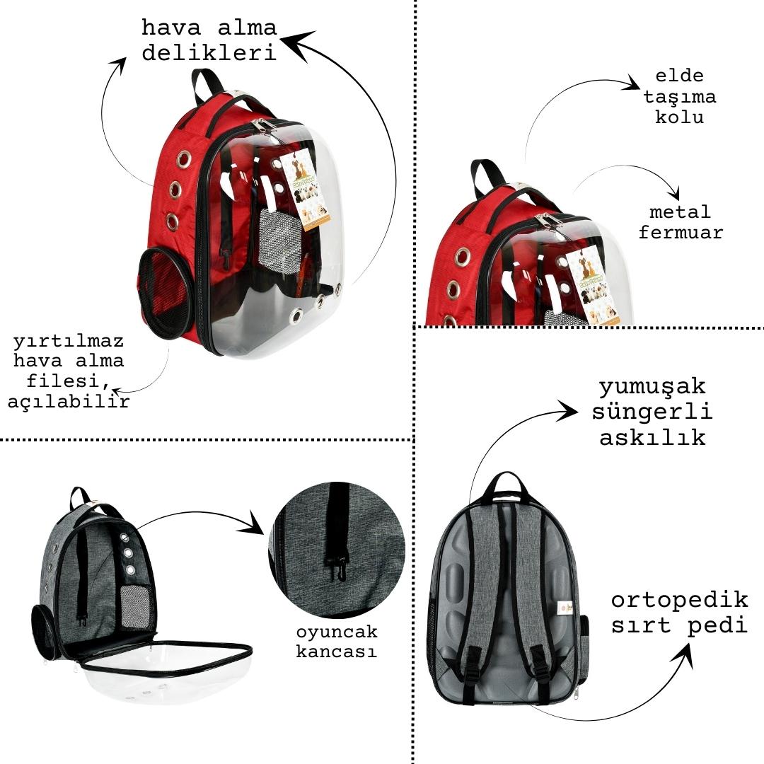Astronot Model Kedi Köpek Taşıma Çantası - Kırmızı
